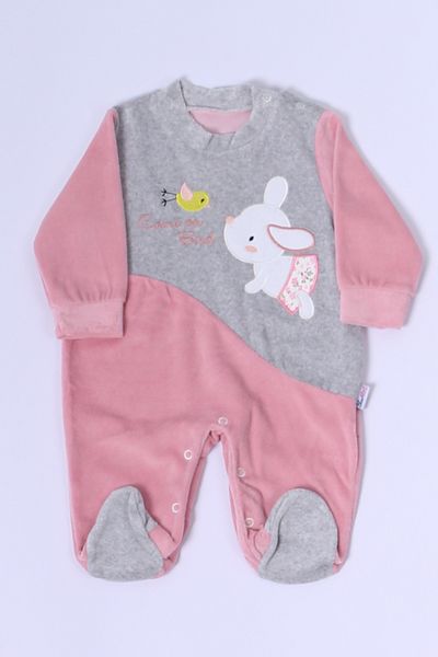 HÇM Baby Velour Jumpsuit Rabbit Printed Jumpsuit D-39