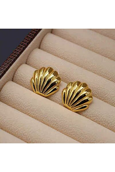 AURRARİ Altın Kaplama Deniz Kabuğu Parlak Küpe