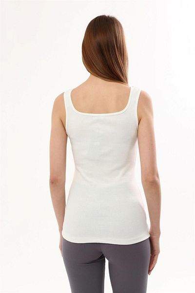 TF The Fancy For You Fancy Women's Thick Strap Buttoned Ribbed Body Fitted Slim Fit Body Undershirt