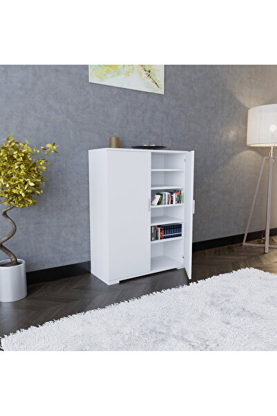 boreas design Detroit Çok Amaçlı Dolap Çift Kapaklı 6 Raflı Banyo Dolabı Mutfak Kiler Erzak Dolabı Beyaz