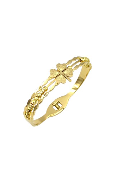 Güler Yüzlü Silver ÇELİK DORİCA YONCA KELEPÇE BİLEZİK 63 MM