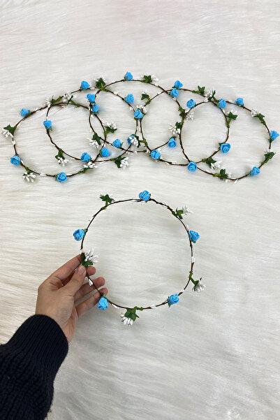 ZEYMERADE تاج وصيفة العروس بتلات الورد الأزرق، حناء الزفاف الليلية، حفلة الزف...