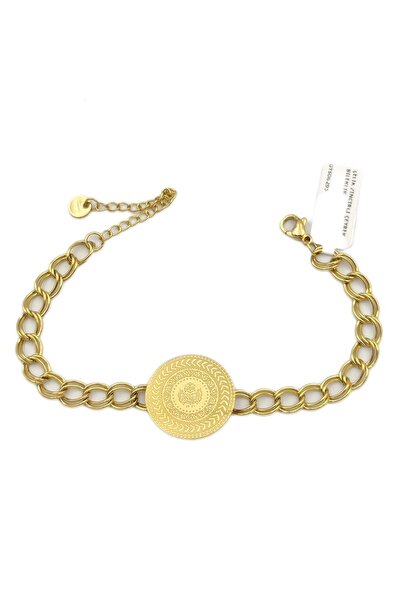Güler Yüzlü Silver Ready-Made Quarter Bracelet with Steel Chain