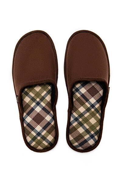 Twigy Ekose Erkek Ev Terliği Kahverengi 41/46