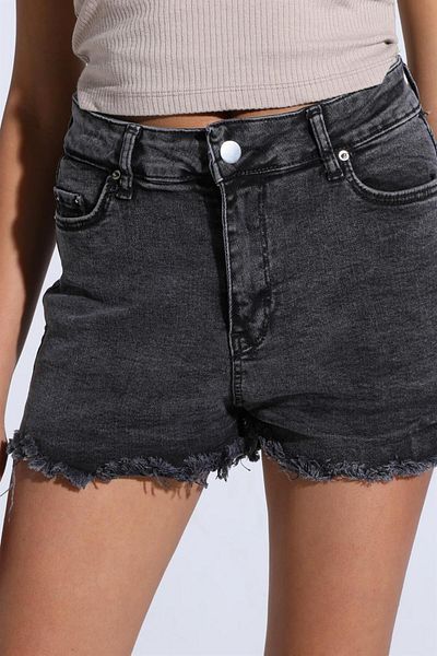TF The Fancy For You Fancy Women's High Waist Ripped Detail Basic Mini Denim Shorts