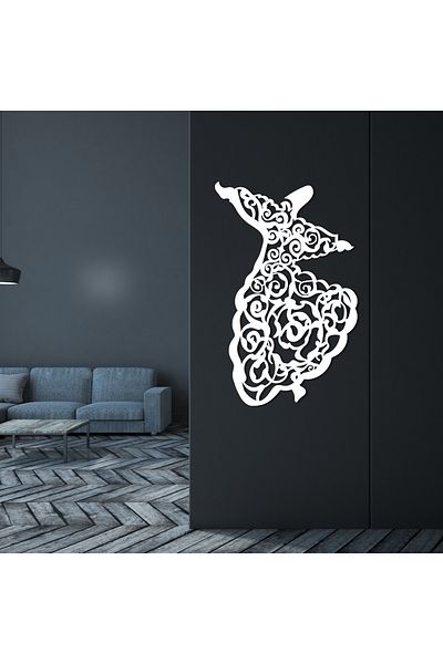 DECOVIENO Decor de perete metalic Whirling Dervish, Decor de perete din metal Whirling Dervish Show Home Office (60 CM X 38 CM)