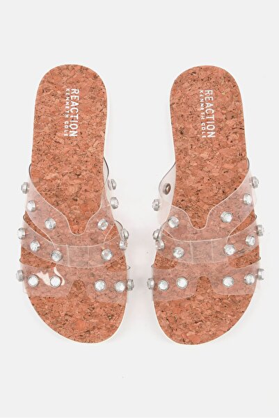 Kenneth Cole Women Slim H Band Stud Slip On Sandals, Clear