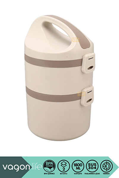 Vagonlife Bento 1800ml Lunchbox Yeni Koleksiyon 2 Katlı 4-6saat Termos Özelli...