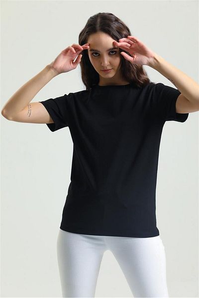 TF The Fancy For You Fancy Women's Crew Neck Regular Fit Black Basic T-Shirt