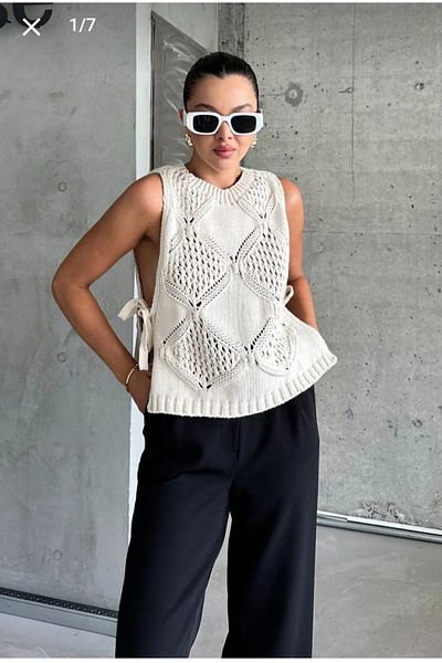 By Nilgün Akay Women Beige Side-Tied Knitwear Sweater