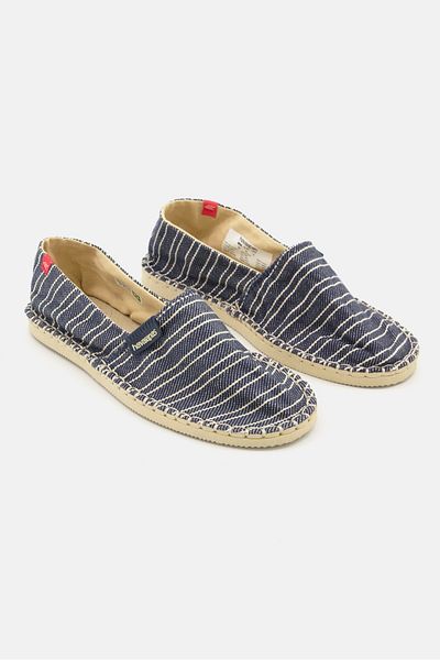 Havaianas Kids Boy Slip On Stripe Flats, Navy