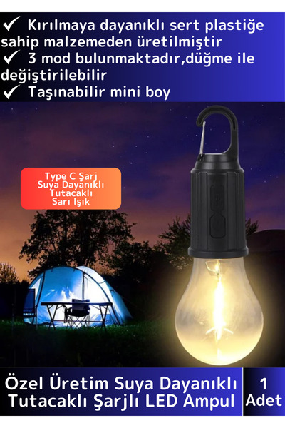 Wintoup Premium 3 Modlu Suya Dayanıklı Kablosuz Askılı Kırılmaz Kamp Aydınlat...