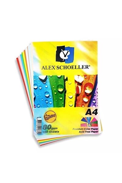 Alex Schoeller Renkli Fotokopi Kağıdı A4 Karışık 10 Renk 100lü Paket
