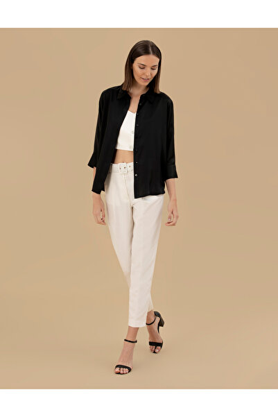 Pierre Cardin Siyah Comfort Fit Saten Gömlek 50262890-VR046