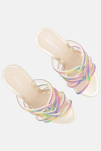 Kenneth Cole Women Medium Brooke 95 Twist Slip On Sandals, Beige Combo