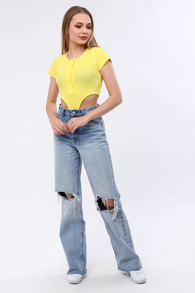 TF The Fancy For You Fancy Women's Fitted Ribbed Slim Fit Bodysuit