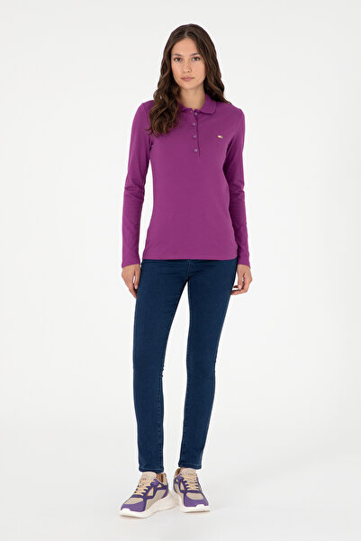 U.S. Polo Assn. Γυναικείο φούτερ βιολετί Basic Polo Collar 50296941-VR037