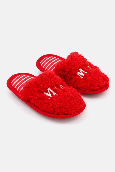 Family PJs Kids Girl Slip On Textured Slippers, Red