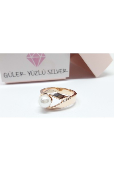 Güler Yüzlü Silver İTHAL İNCİLİ TEK TAŞ GÜMÜŞ YÜZÜK - RODYUM KAPLAMA - 17