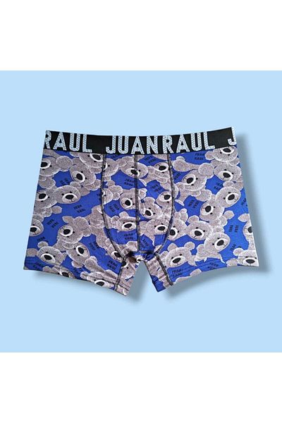 Juan Raul Сини мечешки боксерки за мъже с мотив Blue Bear, комфортни и еластични, от памук