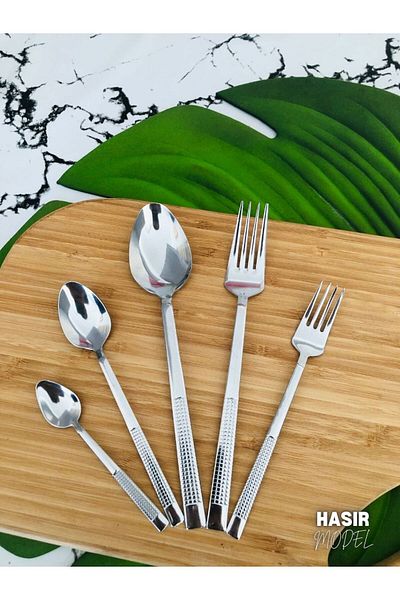 VENETTO 60 Pieces Fork and Spoon Set for 12 People Large Family