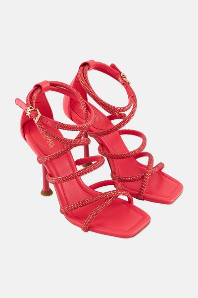 Michael Kors Women Medium Embellished Strappy Sandals, Red