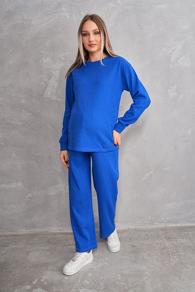 Miss Dünya Lissa Pregnant and Maternity Crew Neck Waffle Fabric Top and Bottom Tracksuit Set