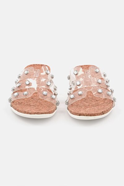 Kenneth Cole Women Slim H Band Stud Slip On Sandals, Clear