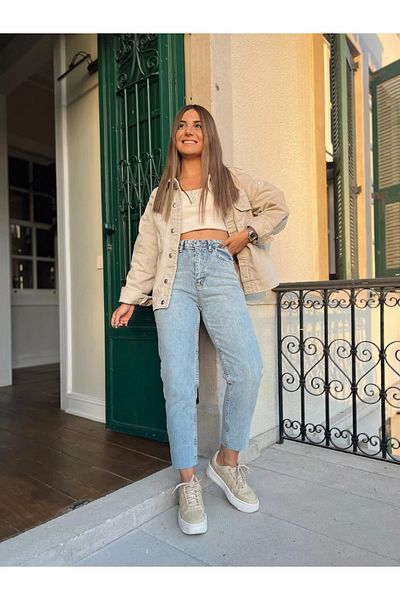dressmix Blugi de damă Mom Jeans Pantaloni Blue Snow