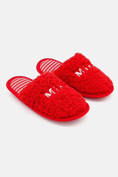 Family PJs Kids Girl Slip On Homewear Slippers, Red