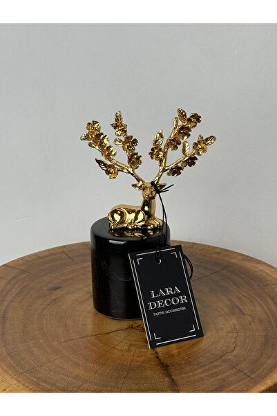 Lara Decor Gold Oturan Geyik Heykel