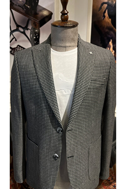 Guild Prague Houndstooth Bag Pocket Woven Black Jacket