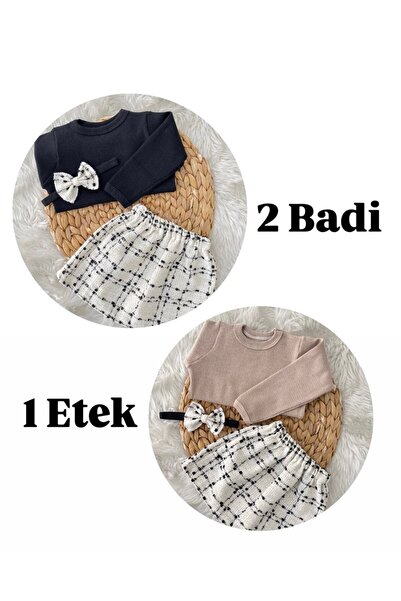 AKİF GİYİM KIZ ÇOCUK 2 BADİ 1 ŞANEL ETEK TAKIMI