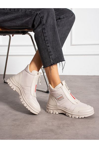Alemdar Shoes Γυναικείες μπότες SOLE Cream με φερμουάρ