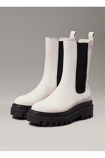 Calvin Klein Bőr bézs női csizma YW0YW 016840 F4