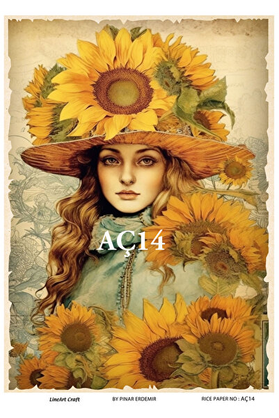 LİNEART ورق تزيين نحاسي من سلسلة زهرة الشمس مقاس 29 × 42 سم رقم: AÇ14