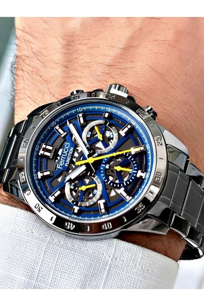 Ferrucci Gray Color Steel Band Men's Wrist Watch (Waterproof, 2 Years Warranty)