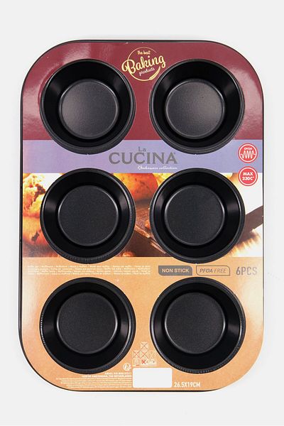 Muy Mucho 6 Pack Muffin Mould, Black