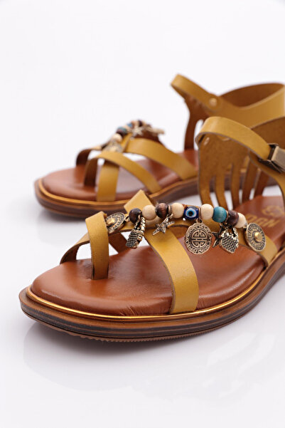 DGN Yellow Women's Star Decorated Sandals Closed Back Model 4183289