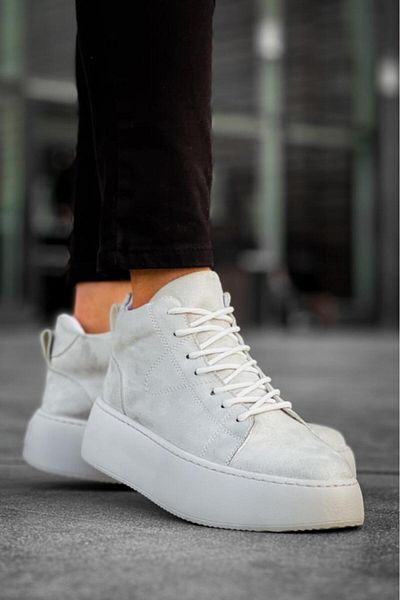 BPM Ανδρικές αθλητικές μπότες με ψηλή σόλα LE10 Lace-Up, εισαγόμενες γκρι σουέτ