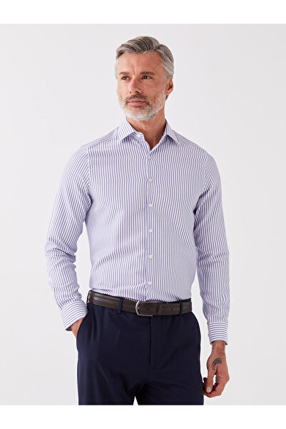 LC Waikiki Сlim Fit довгий рукав смугастий габардин чоловіча сорочка