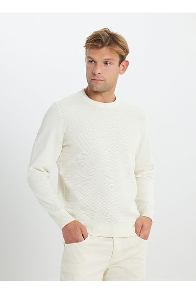 ALTINYILDIZ CLASSICS Altınyıldız Classics Crew Neck Standard Ανδρικό πουλόβερ εκρού ACE492510284/TRICO ΠΟΔΗΛΑΤΙΚΟ ΛΑΙΜΟ