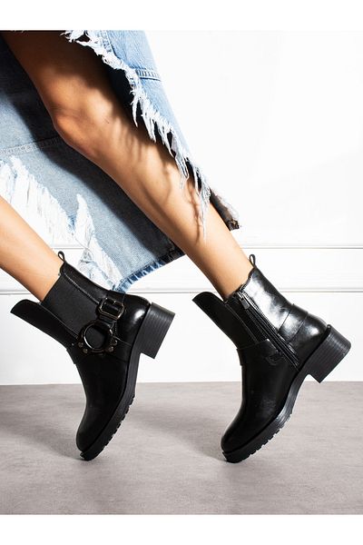 Alemdar Shoes Дамски ботуши GLOW с катарама в черно