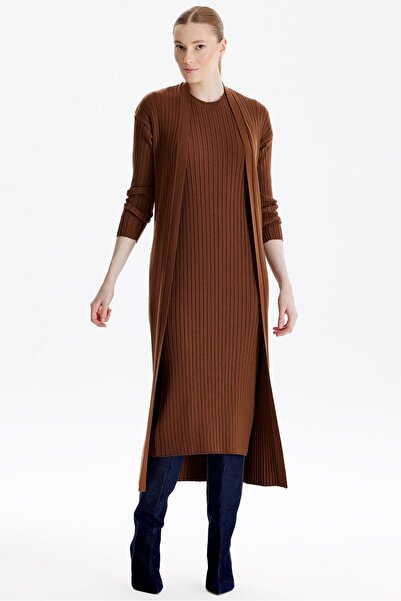 Genel Markalar HIRKA KOMBİNLİ TRİKO ELBİSE KAHVE