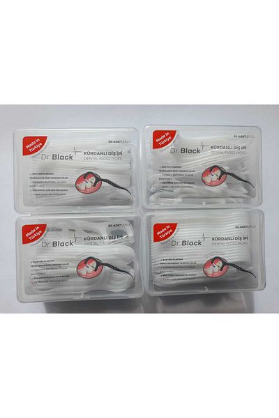 DR.BLACK Toothpick Dental Floss White Cylinder&Box 50X 4 200 Pieces