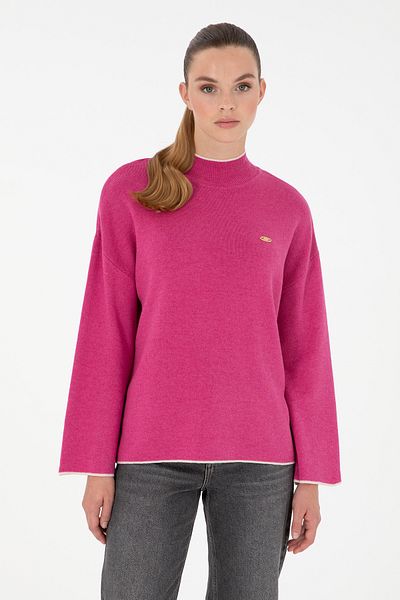 U.S. Polo Assn. سترة نسائية ذات ياقة مدورة باللون الفوشيا 50297069 -VR252