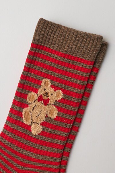 Katia&Bony Men's Red Teddy Patterned Socks