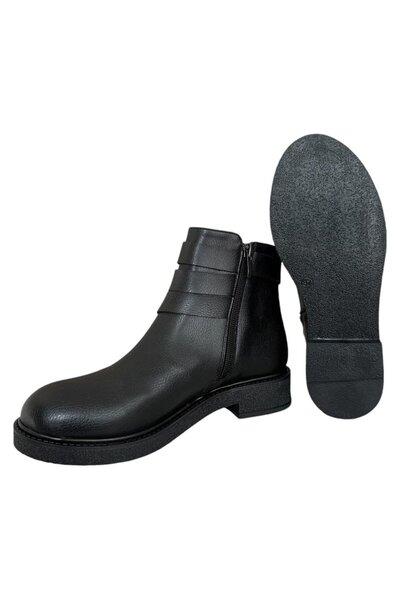 Liger Kemerli Fermuarlı Kadın Bot SİYAH