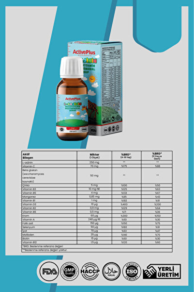 ActiveBee Supplements L-Arjinin Multivitamin & Multimineral Şurup - 150ml