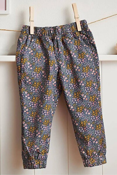 Tchibo Toddlers Girl Floral Print Pull On Trouser, Indigo